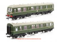 31-326B Bachmann Class 105 2 Car DMU Set in BR Green livery with speed whiskers and passengers